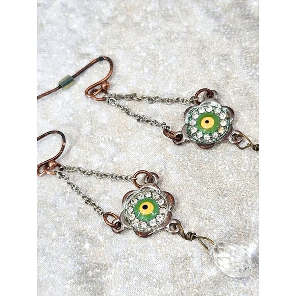 Green Evil Eye Dangle Earrings Drop Earring Jewel Trinket Jewelry Gifr for Her - Picture 9 of 10